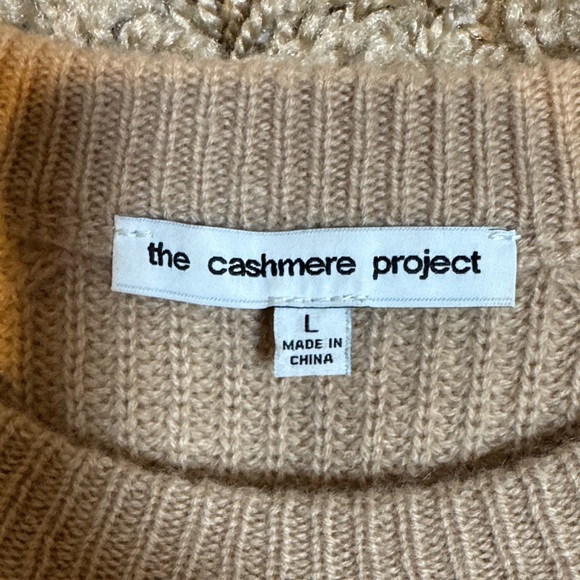 The Cashmere Project Tan Crew Neck Sweater with Black Stitch Accents size Large - Picture 6 of 13